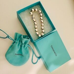 Tiffany & Co. Silver Bead Bracelet with Teal Box